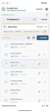 Foto registrada al disparar: se asigna al jugador seleccionado